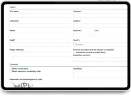 Goederenlift configurator - stap 4 - contactgegevens